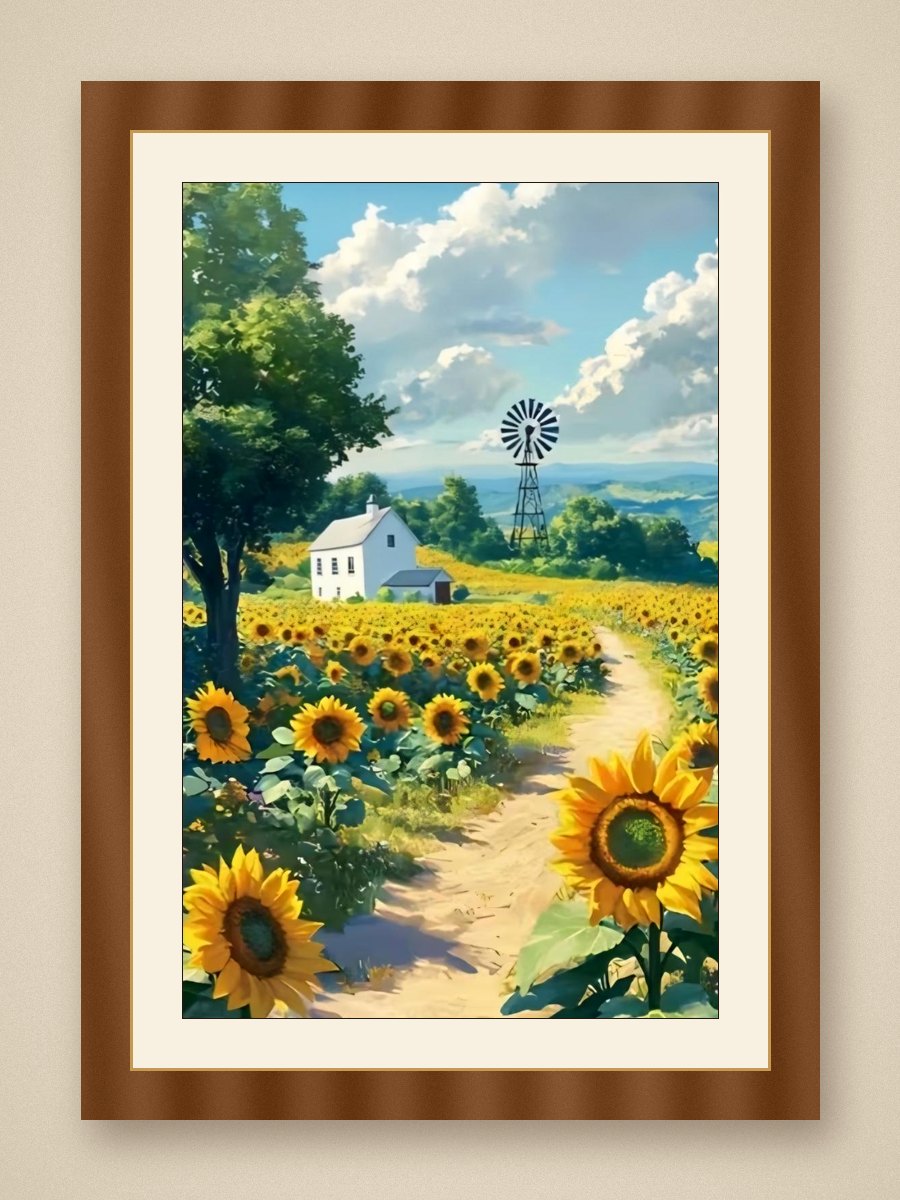 풍차와 해바라기 들판